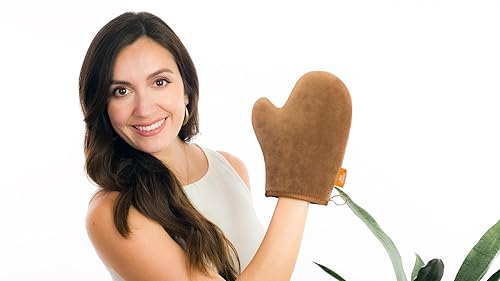 Miniatura 3 de Bronze Tan - Guante de gamuza color marrón para aplicar crema autobronceante para lograr una aplicación uniforme, manopla aplicadora, lavable y