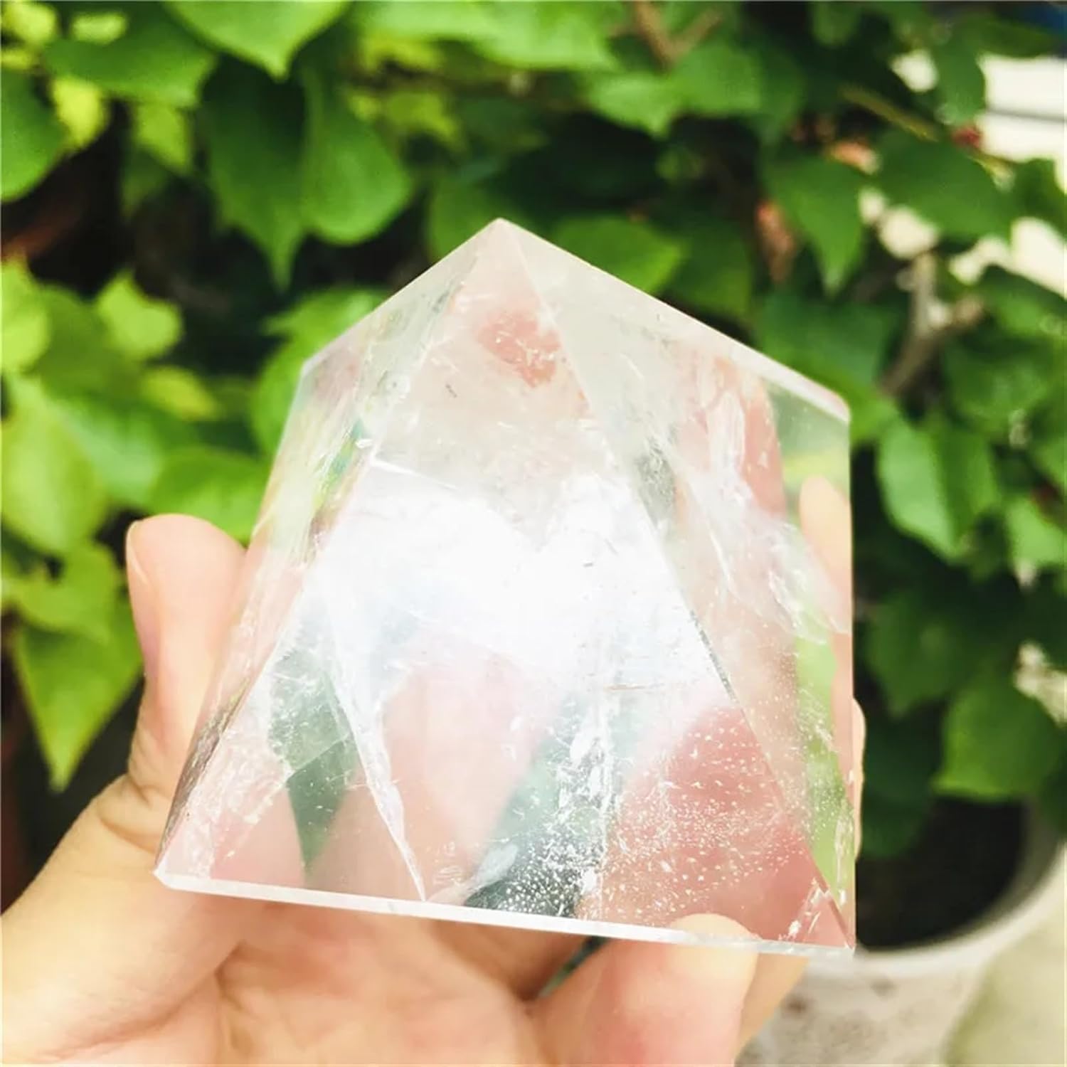 KatLin White Stone Quartz Healing Pyramid Natural Mineral Triangled Crystal Point Ornaments (Size : About 5cm)