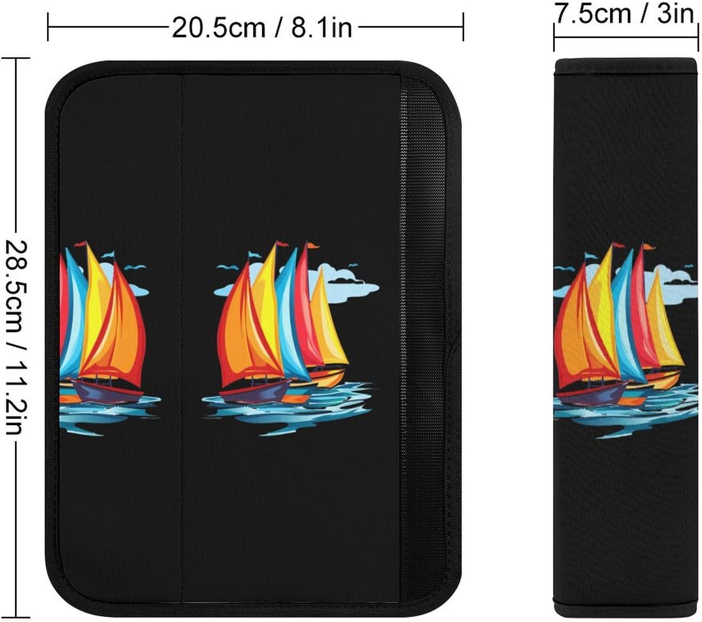 Sailboats Sailing Graphic Car Seat Strap Covers Soft Seat Strap Shoulder Pads Seatbelt Covers for All Car Seats 2PCS