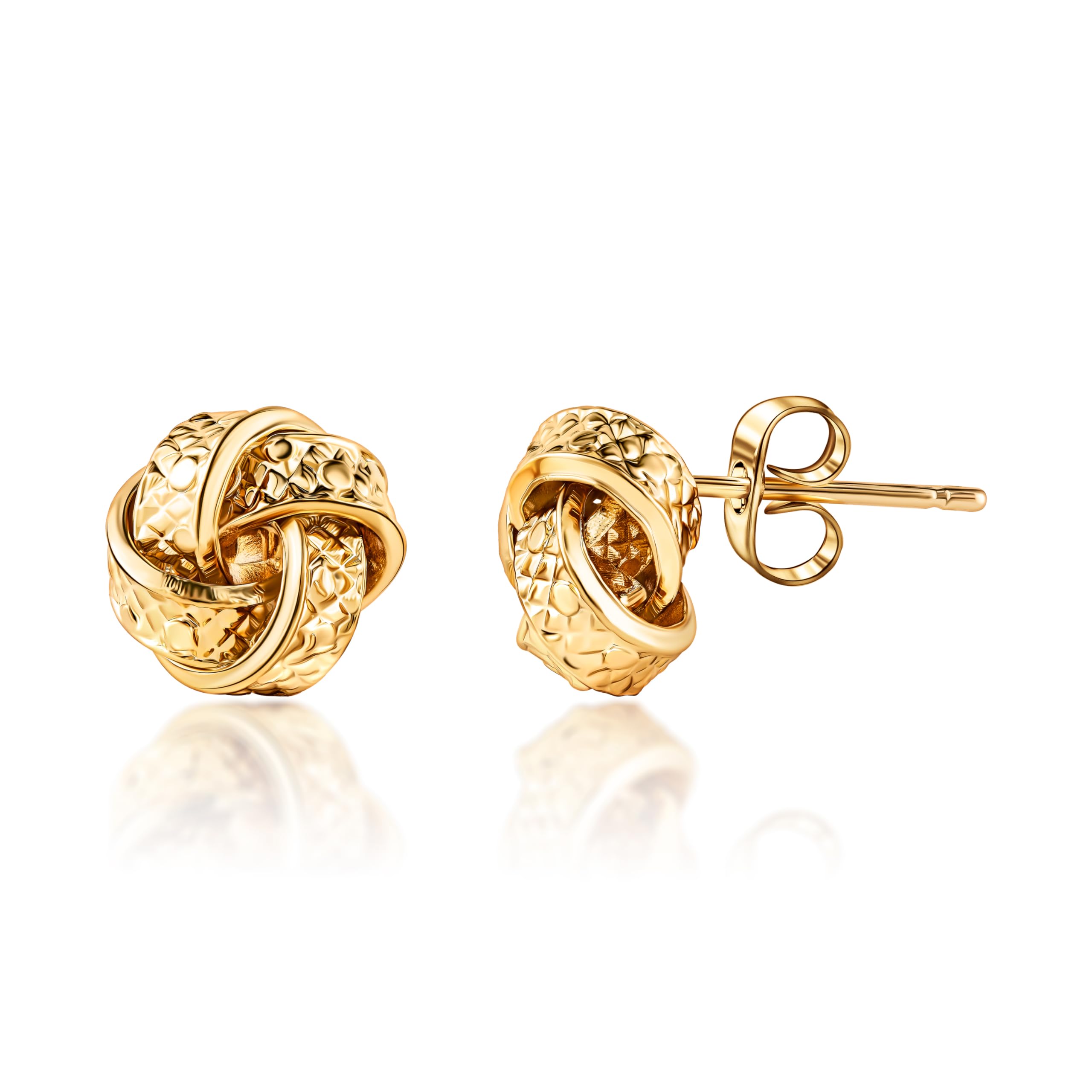Pendientes de tuerca de nudo de amor chapados en oro de 18 quilates, fabricados en Brasil, Latón, No es una piedra preciosa