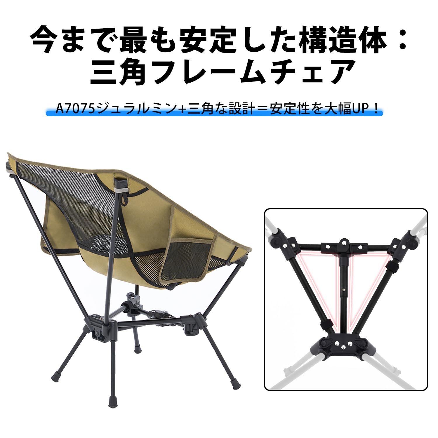 Amazon.co.jp: MOON LENCE アウトドア チェア キャンプ 椅子 三角構造