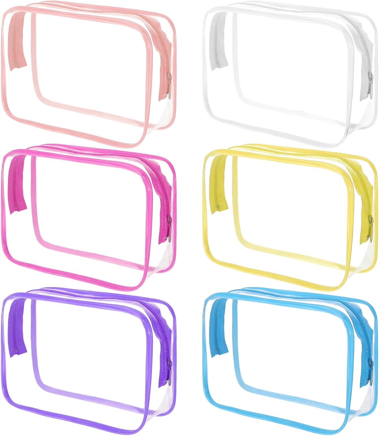 20 Packs Clear Makeup Bag, Bulk Makeup Bags Waterproof PVC Toiletry Bag with Zipper for Travel, Cosmetic Bags for Women Men, Clear Cosmetic Pouch Organizer Case (White)