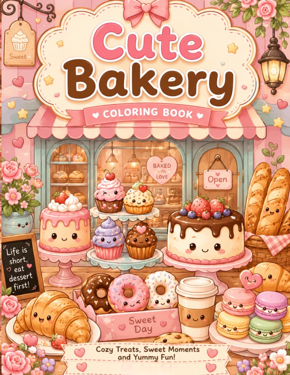 Cute Bakery Coloring Book: Cute Kawaii Bakery Coloring Pages for Relaxation