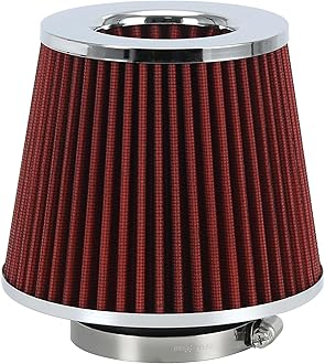 PTNHZ Universal Red 3" 76mm High Flow Cold Air Intake Cone Air Filter Power Intake Air Inlet System Air Cleaner