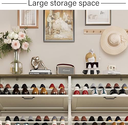 Vista 26 de Armario de zapatos con 4 cajones abatibles, armario estrecho de almacenamiento de zapatos, organizador de zapatos independiente, armario oculto
