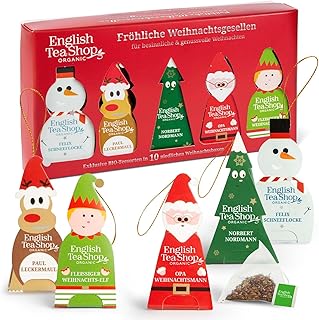 ETS - BIO Wintertee Box "Fröhliche Weihnachtsgesellen", Tee Geschenk, Wichtelgeschenk, 10 Tee Figuren