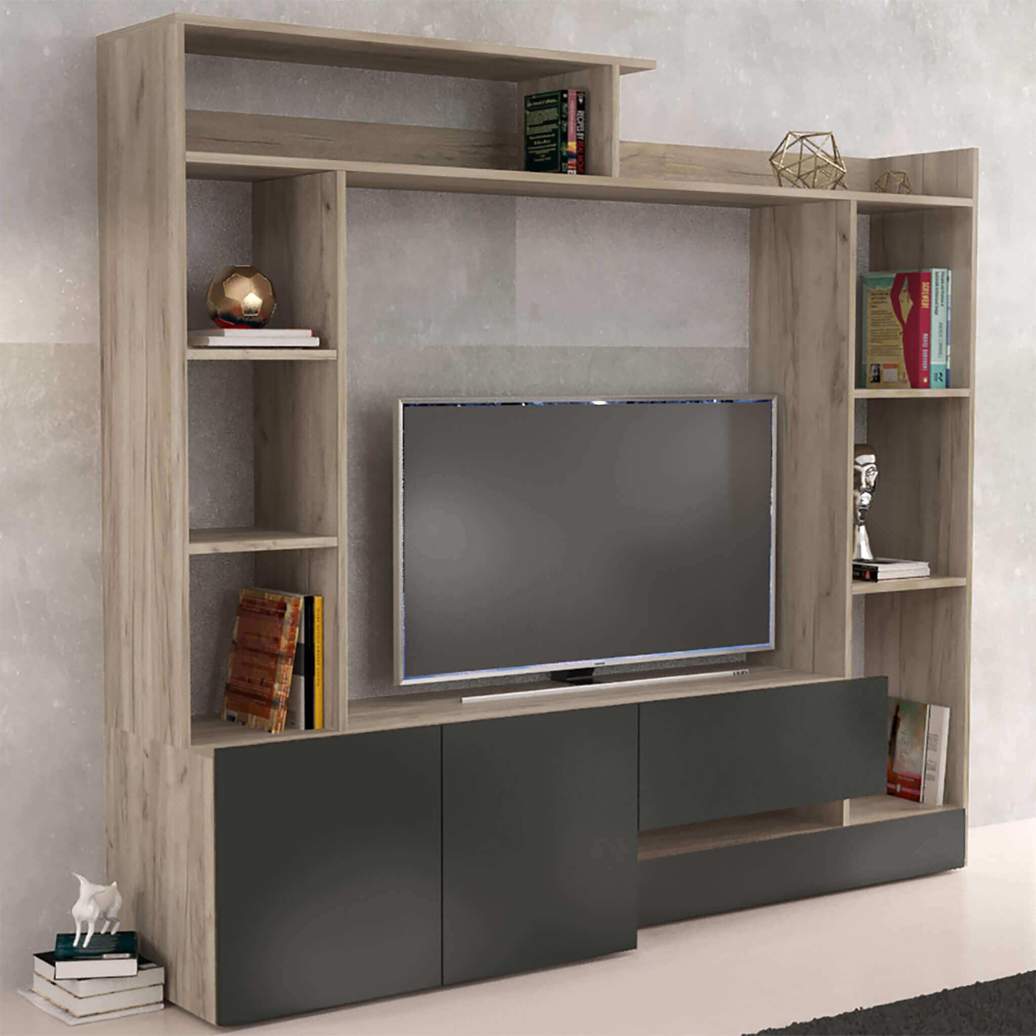 milani home - parete attrezzata porta tv soggiorno moderna di design 180x28/40x165 h