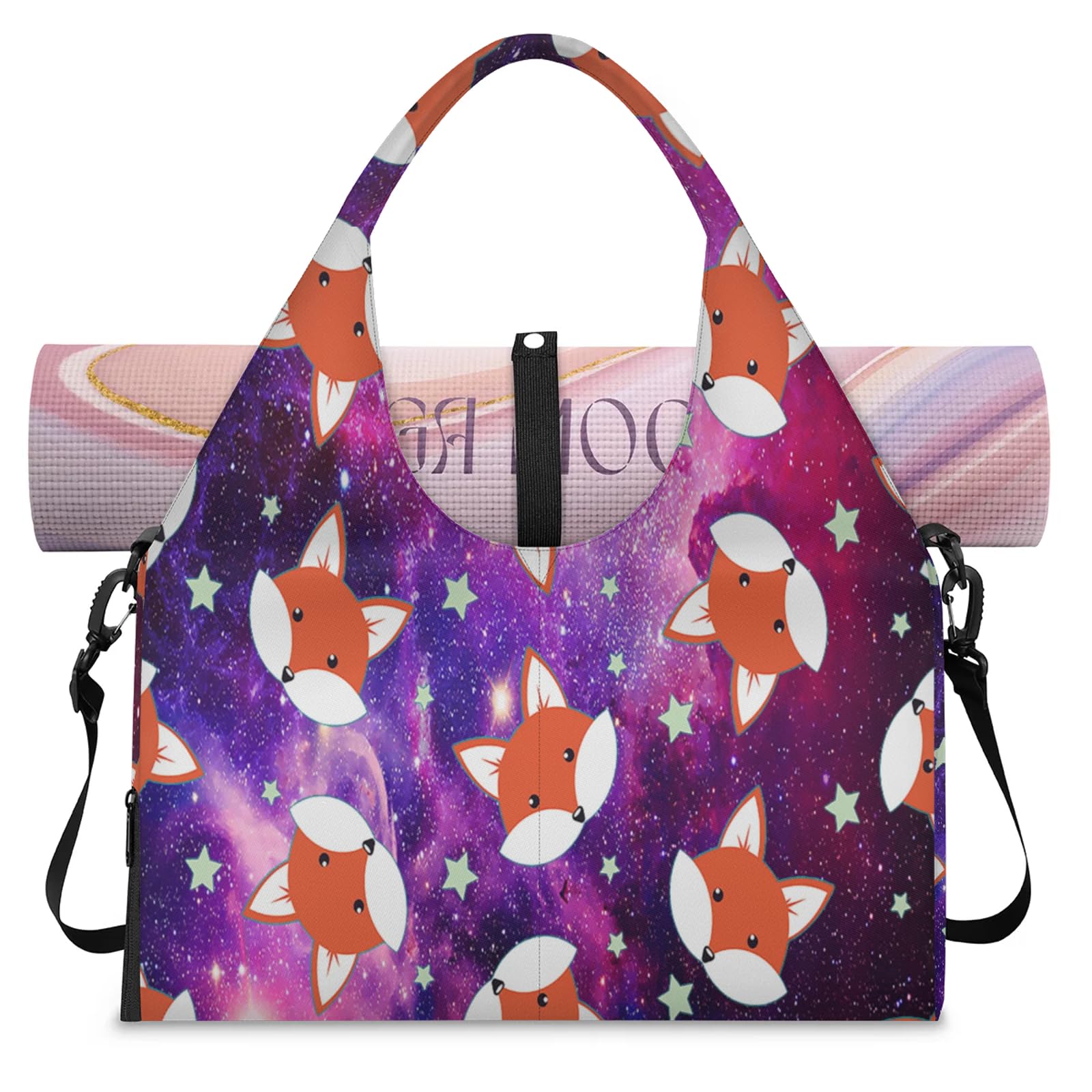 Bolsa deportiva con compartimento para zapatos Foxs Galaxy: diseño de zorro talla L para viaje 8