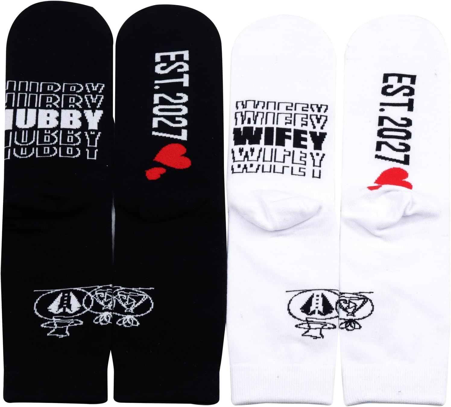 MBMSO Couples Socks Set Newlyweds Gift Socks Hubby and Wifey Est. 2025 Wedding Gift for Bride and Groom Socks Engagement Gift - Image 2