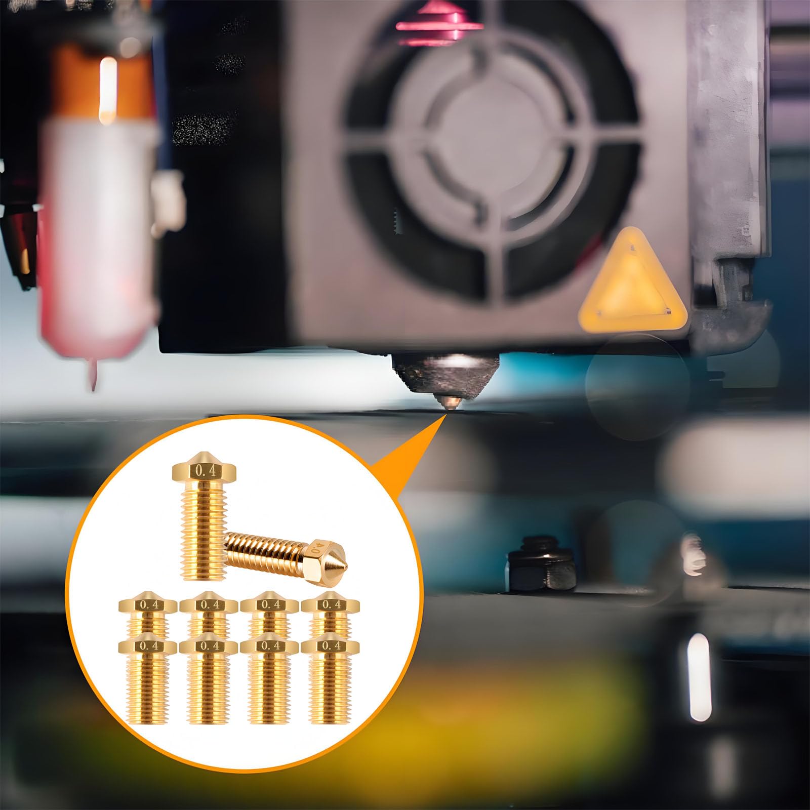 10-częściowy Zestaw Dysz Barss Kompatybilny z Anycubic Kobra 2 Max, Anycubic Kobra 2 Neo, Drukarką 3D, Zestaw Dysz 0,4 mm do Kobra 3 Hotend, Kobra 2 Plus, Kobra 2 Pro (kolor mosiężny)