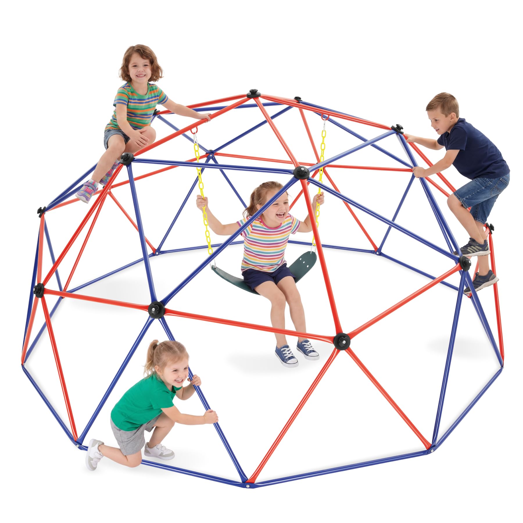 tectake® Domo Geodesico 305 x 305 x 158 cm, Escalada Niños, Columpio Infantil, Columpio Jardin Exterior, Parque Infantil Exterior, Estructura de Acero Resistente, Uso Interior o Aire Libre