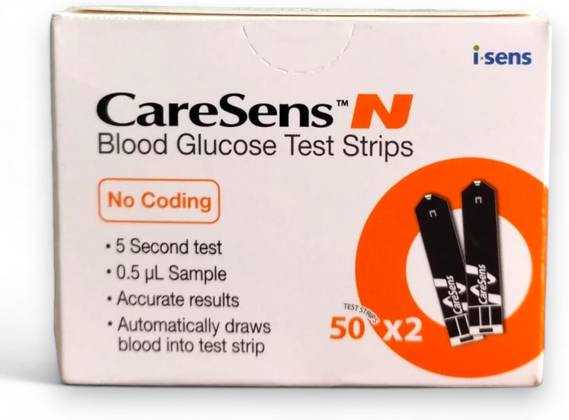 CareSens N Blood Glucose Test Strips (50 * 2 Pack) - Accurate Blood Sugar Testing for Diabetics | Compatible with CareSens N & CareSens N Eco Meters.