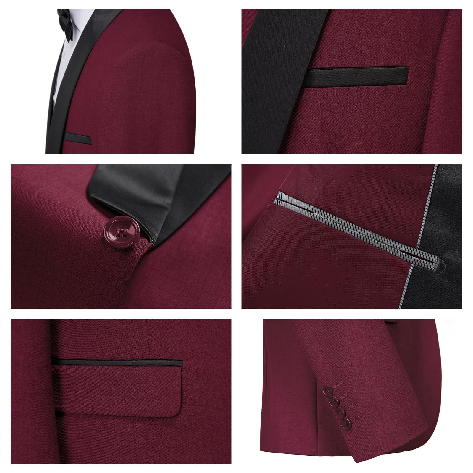 KUDORO Costume Homme 3 Pièces Slim Fit Mariage Business Smoking d'affaires à Un Bouton pour Fête Bal Blazer Veste et Pantalon Gilet