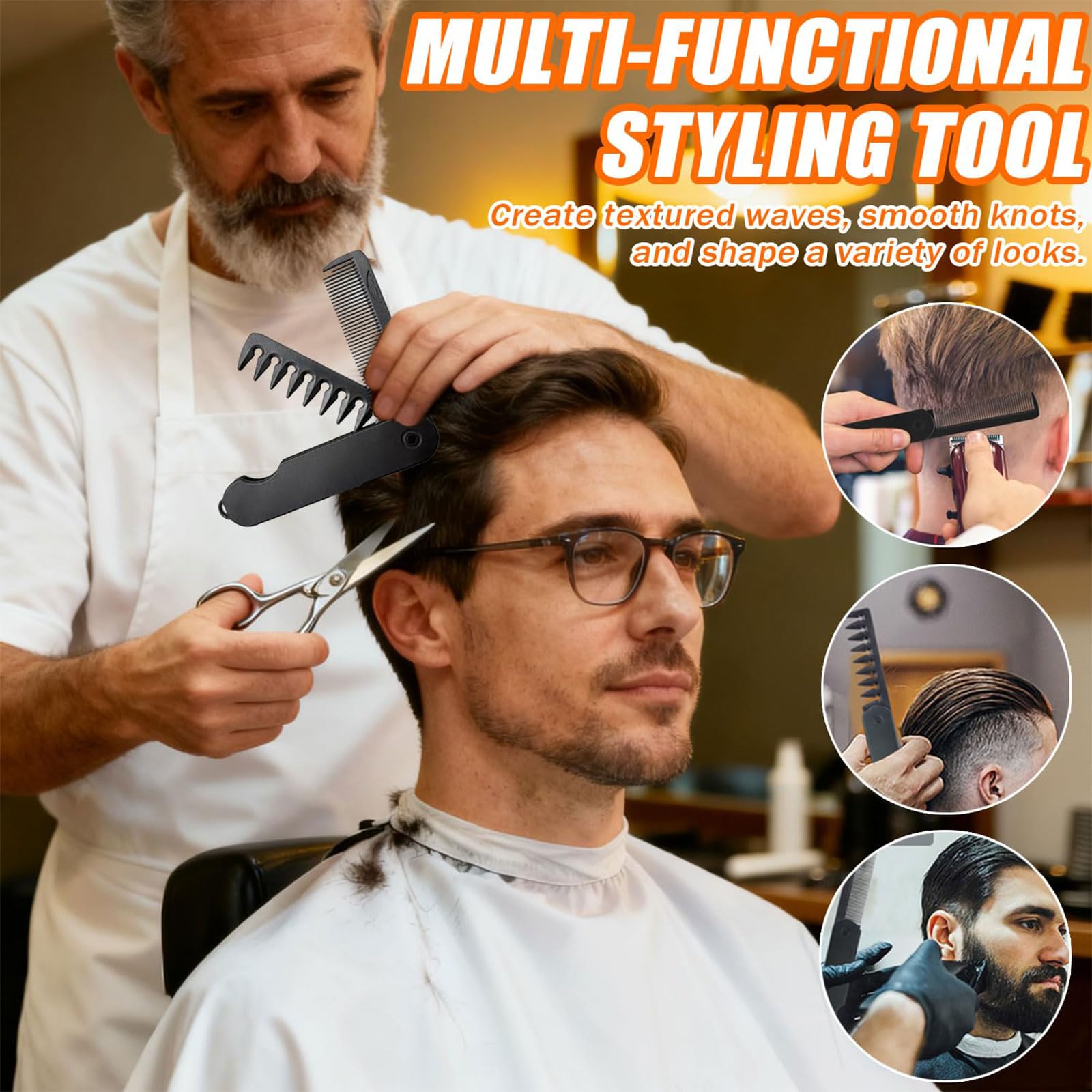 Peine Texturador, peine voluminoso con dientes anchos, diseño plegable para viaje, set con dientes anchos y finos para uso dual, accesorio para peinados con flequillo