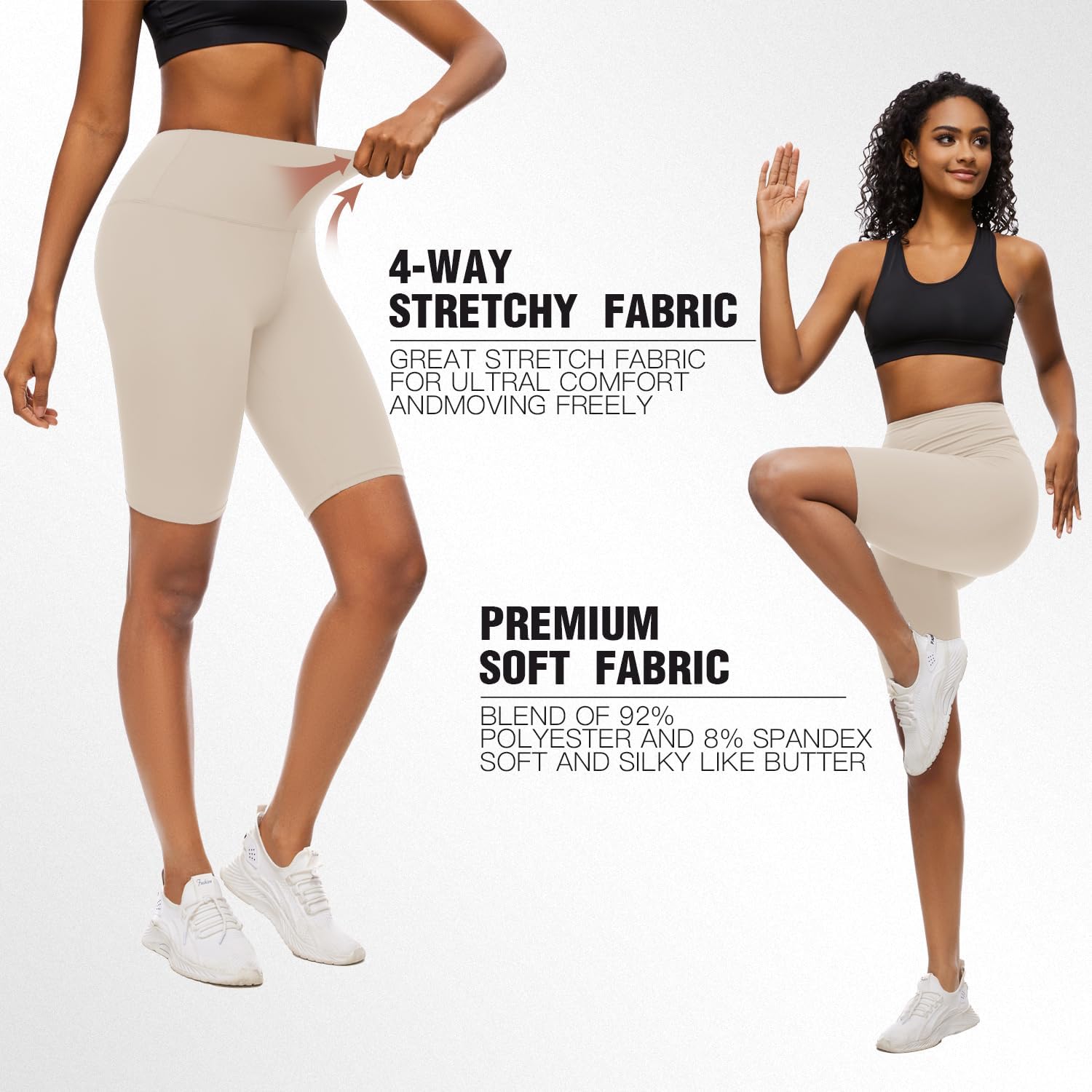 FULLSOFT 8" High Waisted Biker Shorts for Women-Tummy Control Athletic Workout Running Yoga Gym Dance Shorts - Image 3