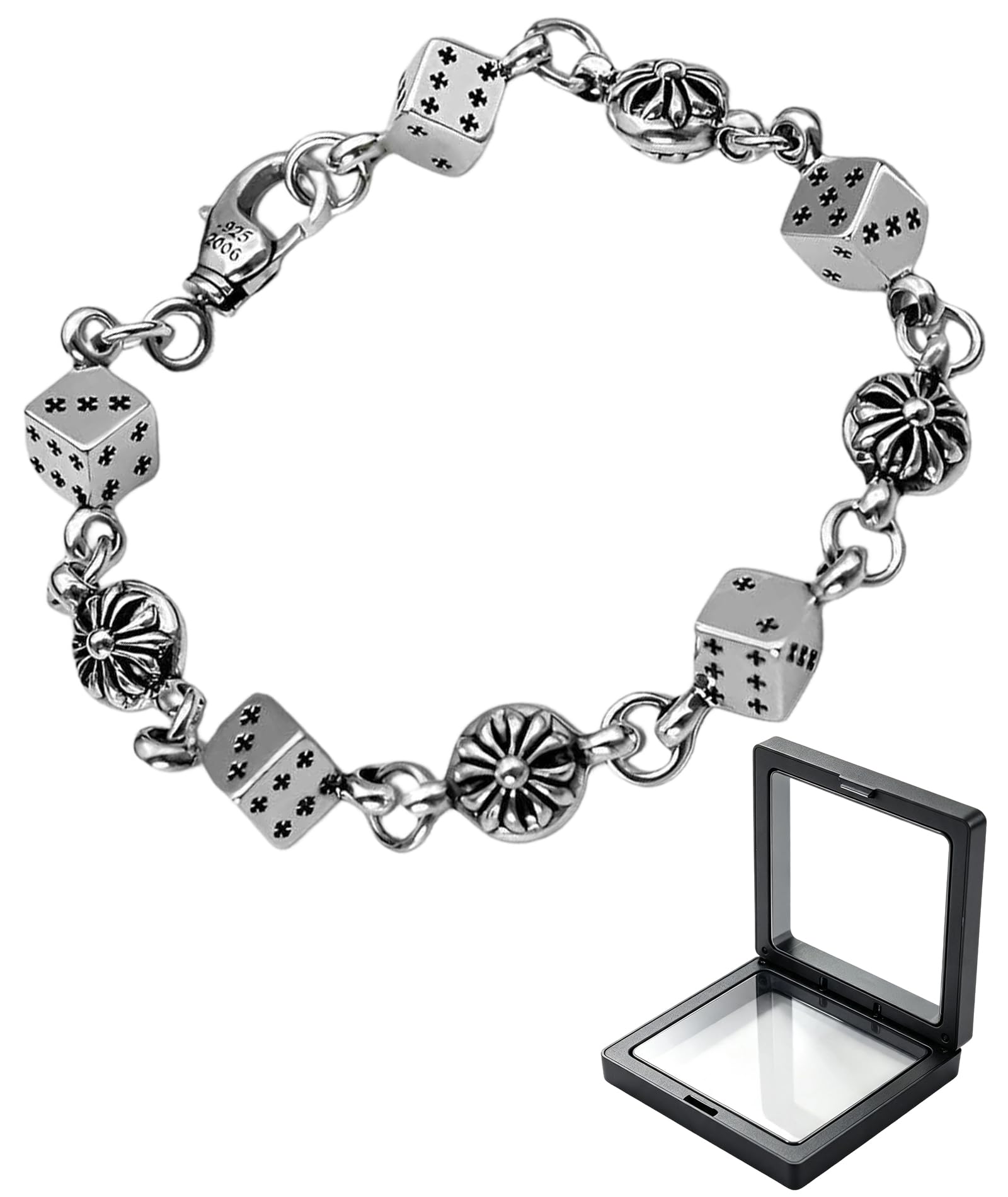 2 PCS Gothic Jewellery, Bracelet For Man, Punk Rock Hip Hop Fashion Accessory, Cross Bracelet For Men, Vintage Dice Design, Special Occasion Styling, Includes Transparent Gift Box, Unisex Adjustable Gift For Boyfriend Husband-image-49