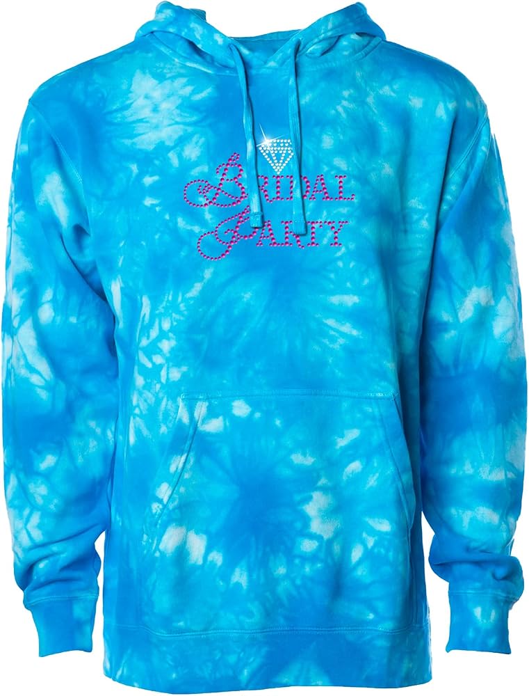 Amazon.com: Bridal Party - Pink Rhinestone Diamond Unisex Tie Dye Hoodie  (Tie Dye Aqua, X-Small) : Ropa, Zapatos y Joyería