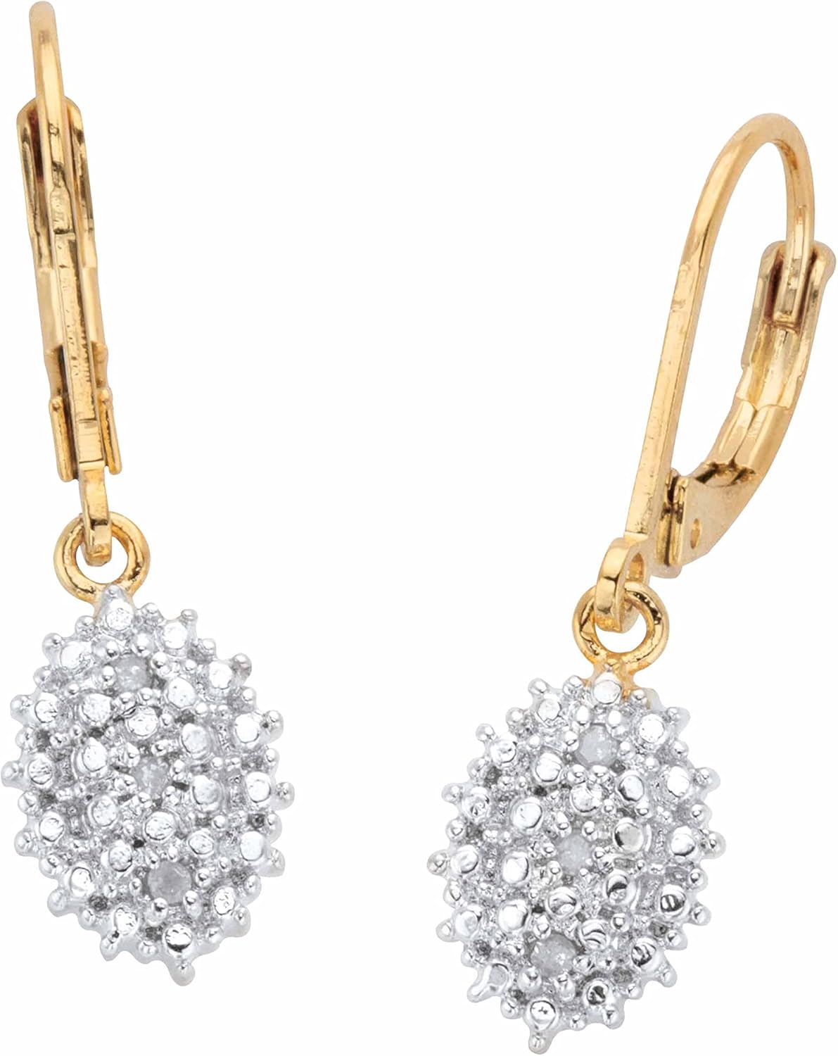 PalmBeach Yellow Gold-plated Genuine Diamond Accent Cluster Drop Earrings (10.5x7.5mm)