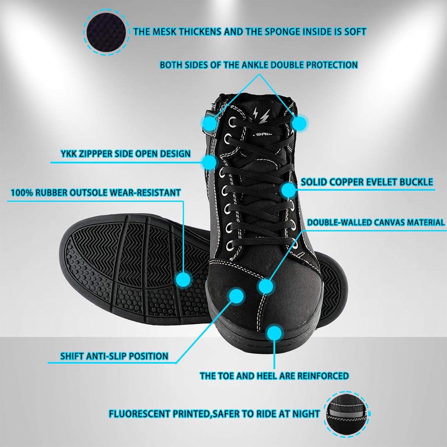 1Storm Men's Motorcycle Boots Rider Racing Black Hiking Trekking Outdoor Boots - Image 5