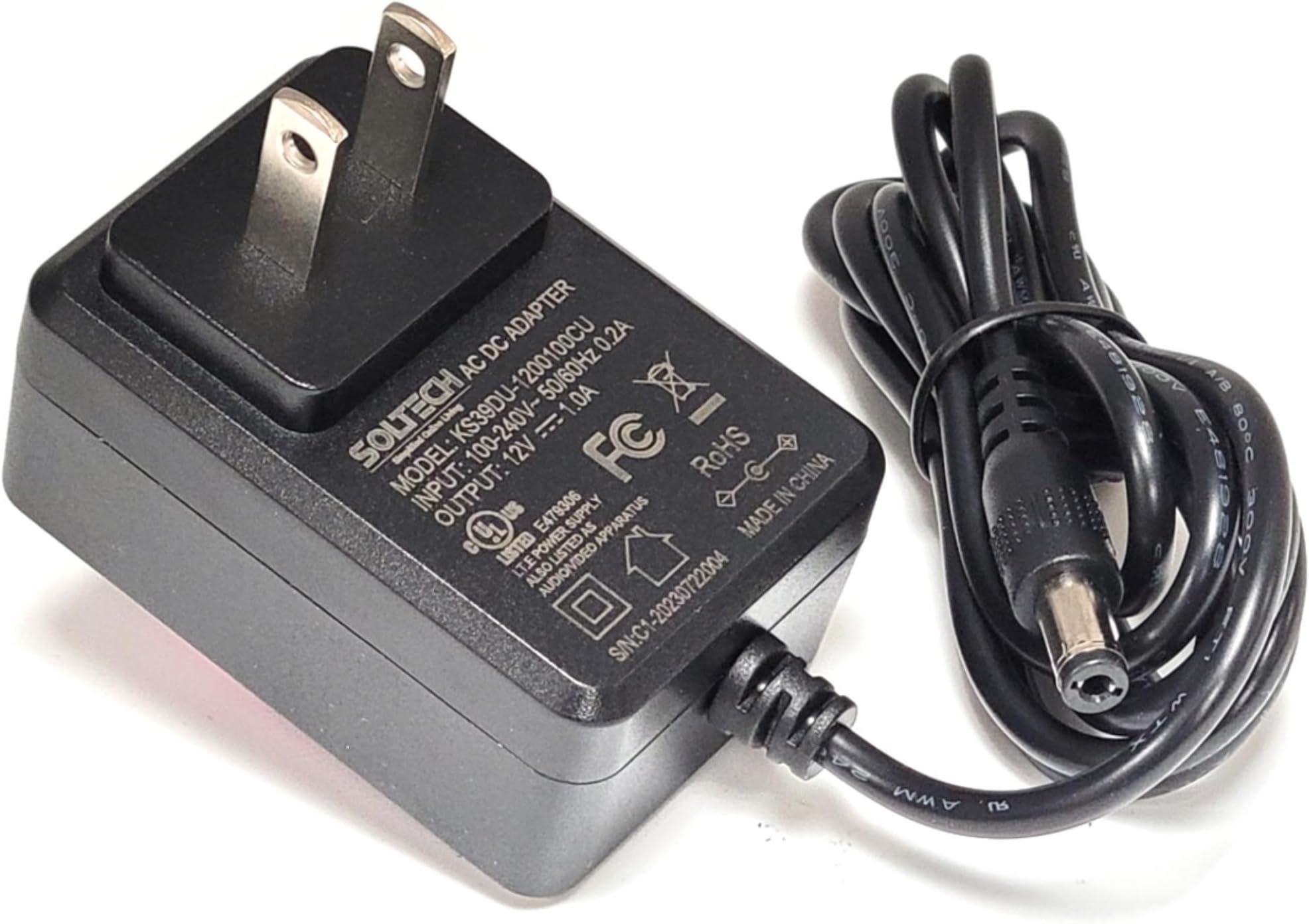 12V 1A 12W CCTV Security Camera Power Supply Adapter, 5.5x2.1mm, AC 100240V to DC