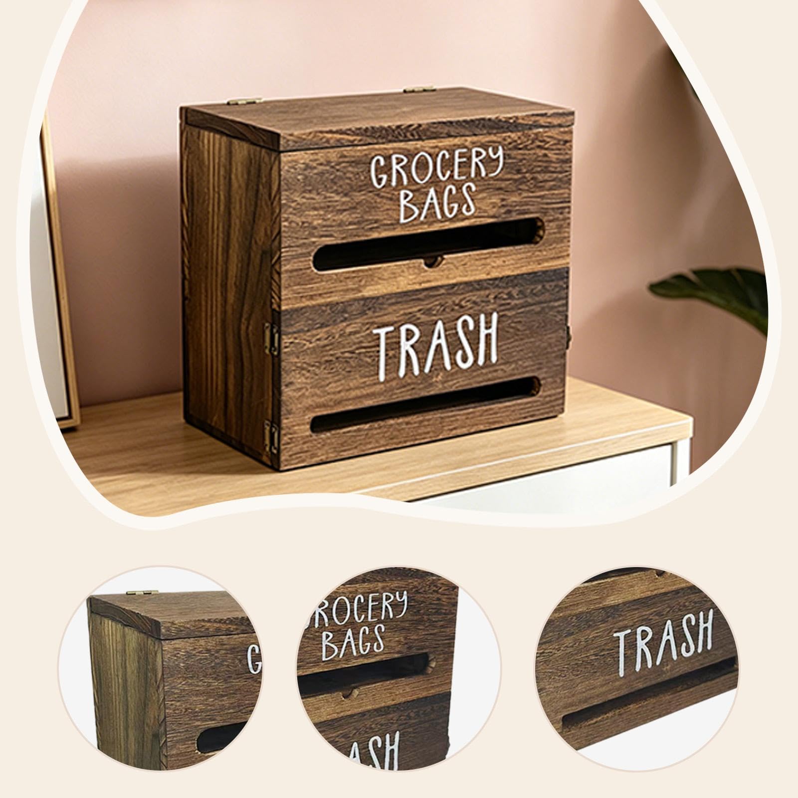 Dispensador de Bolsas de Basura de Pared, Almacenamiento Estético Y Multifuncional, Soporte para Bolsas de Supermercado para Tienda, Garaje O Granja, Marrón Oscuro, Individual