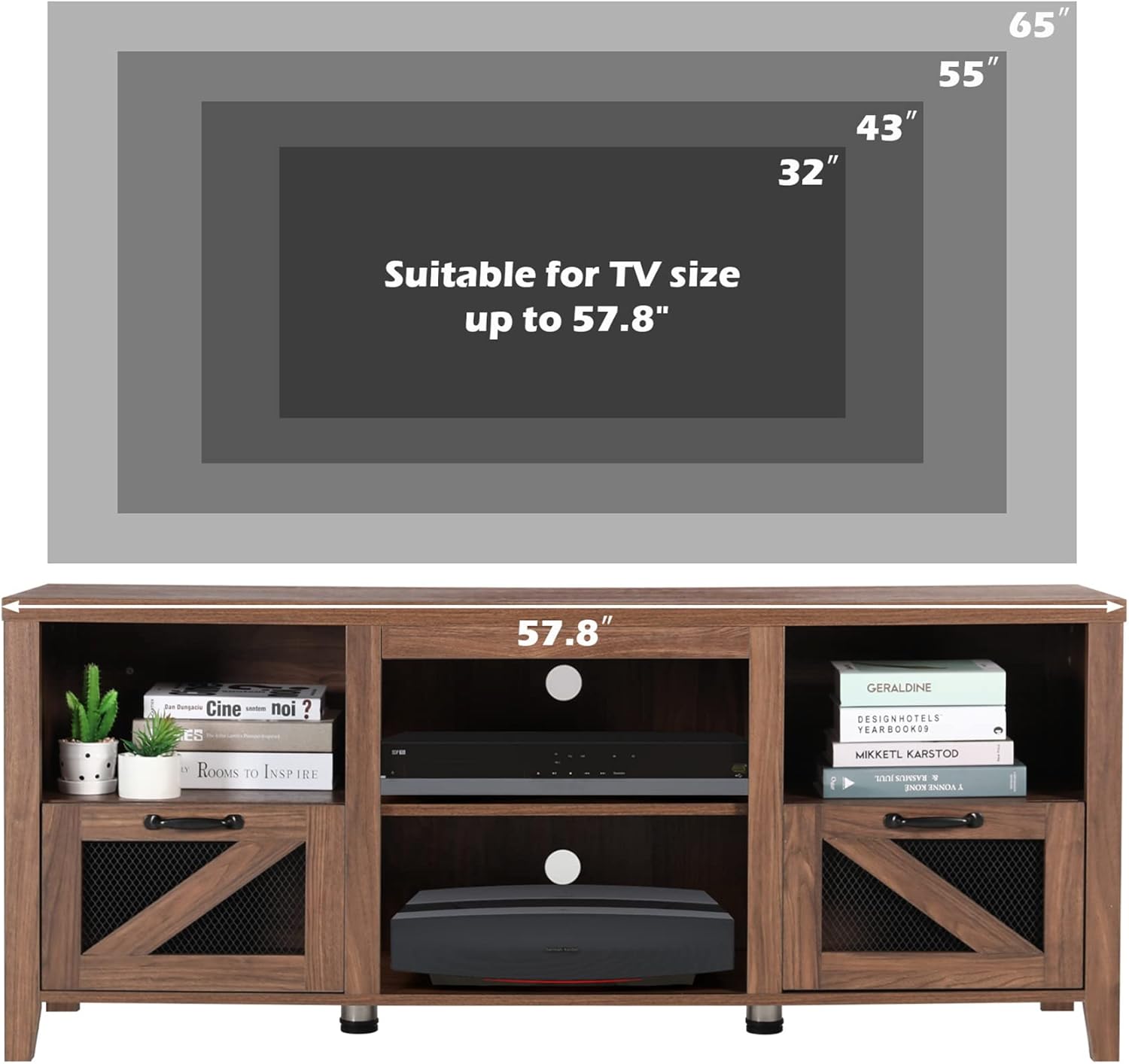 Buy GRAVFORCE Modern TV Stand for 55 Inch TV, 58 Mid Century