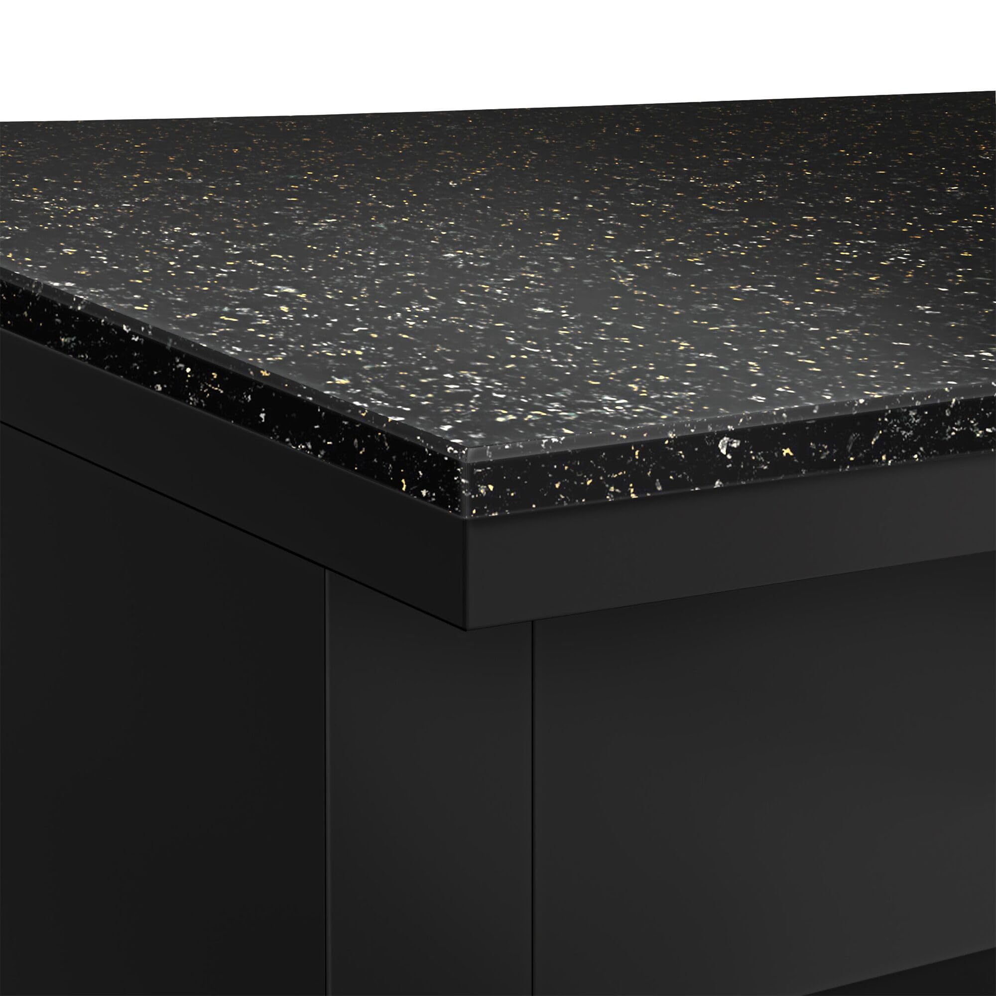 GGM Gastro Kassentisch Toronto 1500 mm | robuste Granitarbeitsplatte, edles Design mit LED-Beleuchtung, ergonomische Arbeitshöhe, pflegeleicht, direkt einsatzbereit