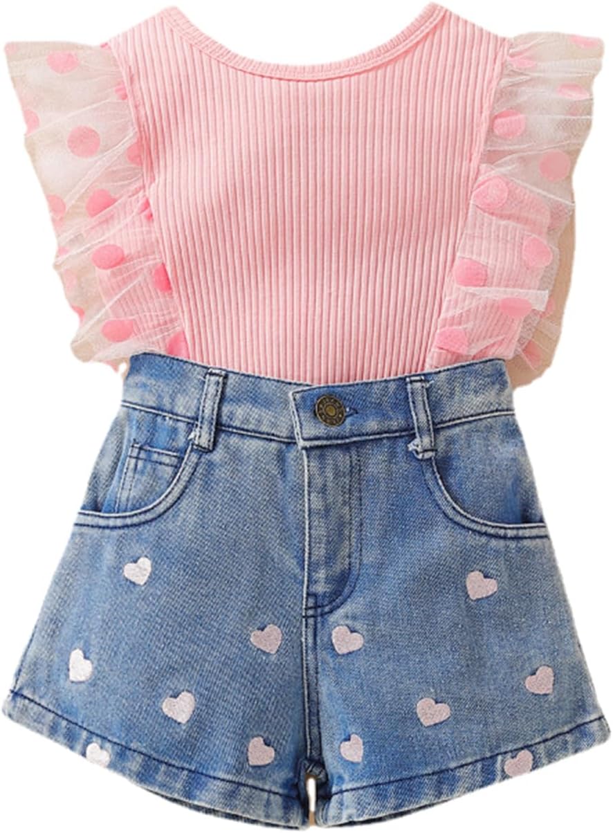 TAOJIAN Infant and Toddler Baby Girls Kids Sleeveless Shirts and Short Pants Summer Clothes Sets