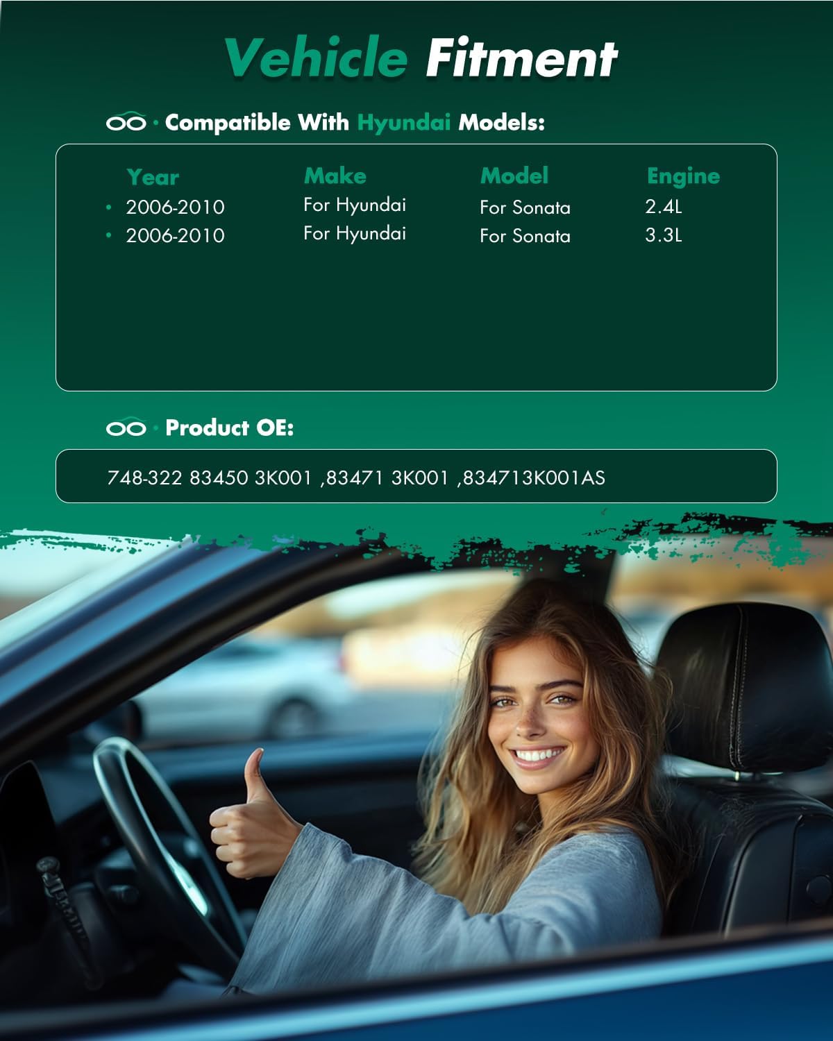 SCITOO Power Window Regulator and Motor Fit for 2006 2007 2008 2009 2010 for Hyundai Sonata Rear Left Side 748-322