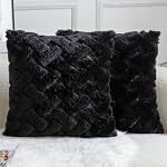 YAERTUN Set of 2 Decorative Throw Pillow Covers Thick Plush Wool Throw Pillows Super Soft Luxury Faux Rabbit Fur Velvet Cushion Covers for Couch Sofa Bed Living Room 18x18 Inch Cream White