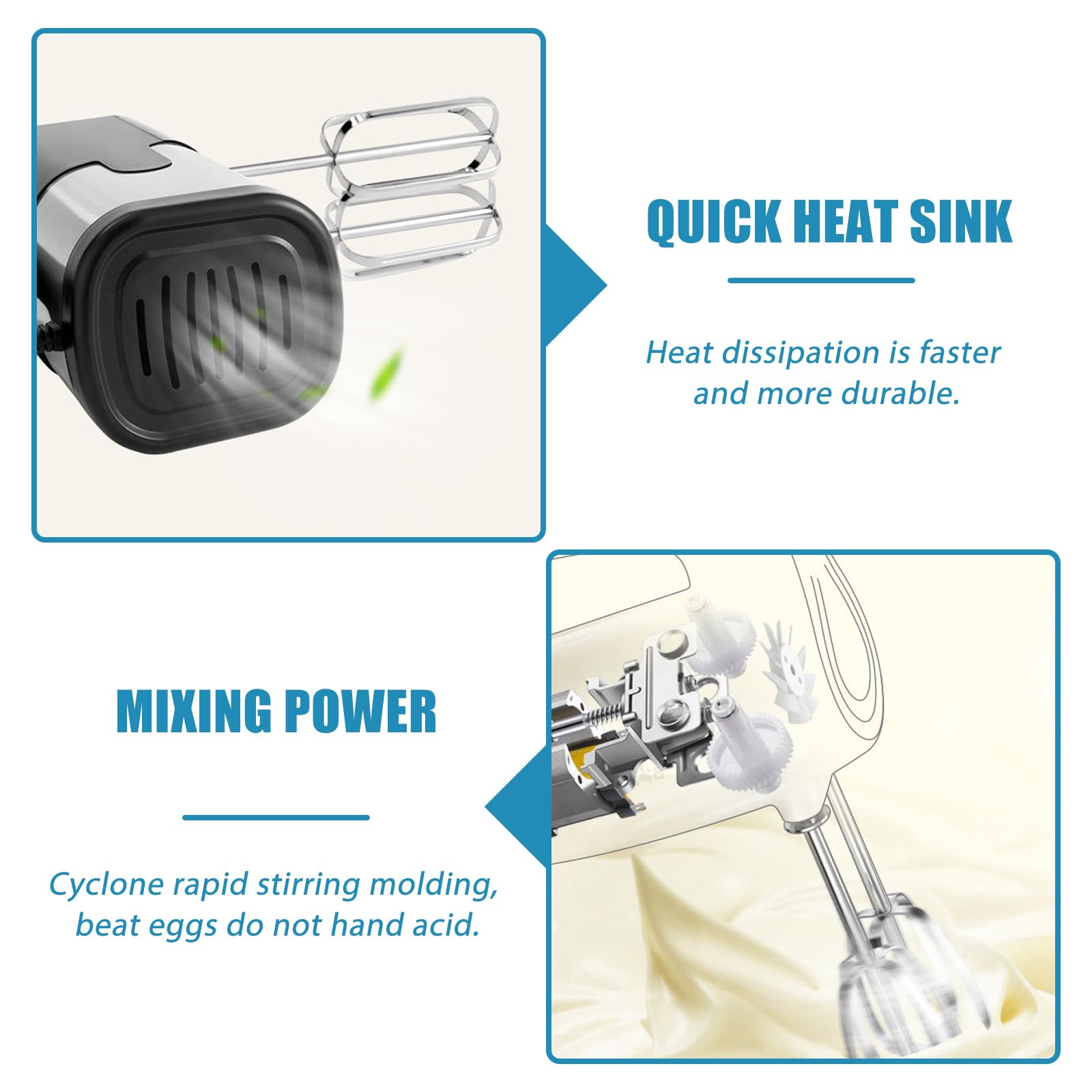 Frullatore a mano, 800 W, 7 velocità, miscelatore elettrico, mixer manuale con 4 accessori in acciaio inox, impastatore manuale in acciaio inox, miscelatore manuale, miscelatore da cucina (nero)