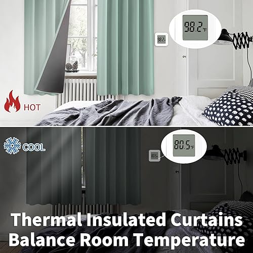Miniatura 6 de BGment Cortinas opacas con forro de aislamiento térmico de 63 pulgadas de largo, bolsillo para barra y pestaña trasera, cortina de ventana de doble