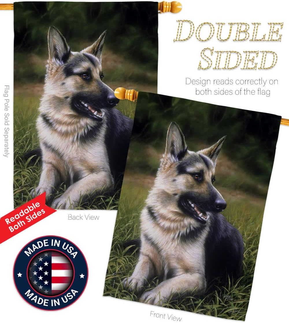 Breeze Decor PT-H-110051-IP German Shepherd Decorative Banner, 28" x 40", Multicolor