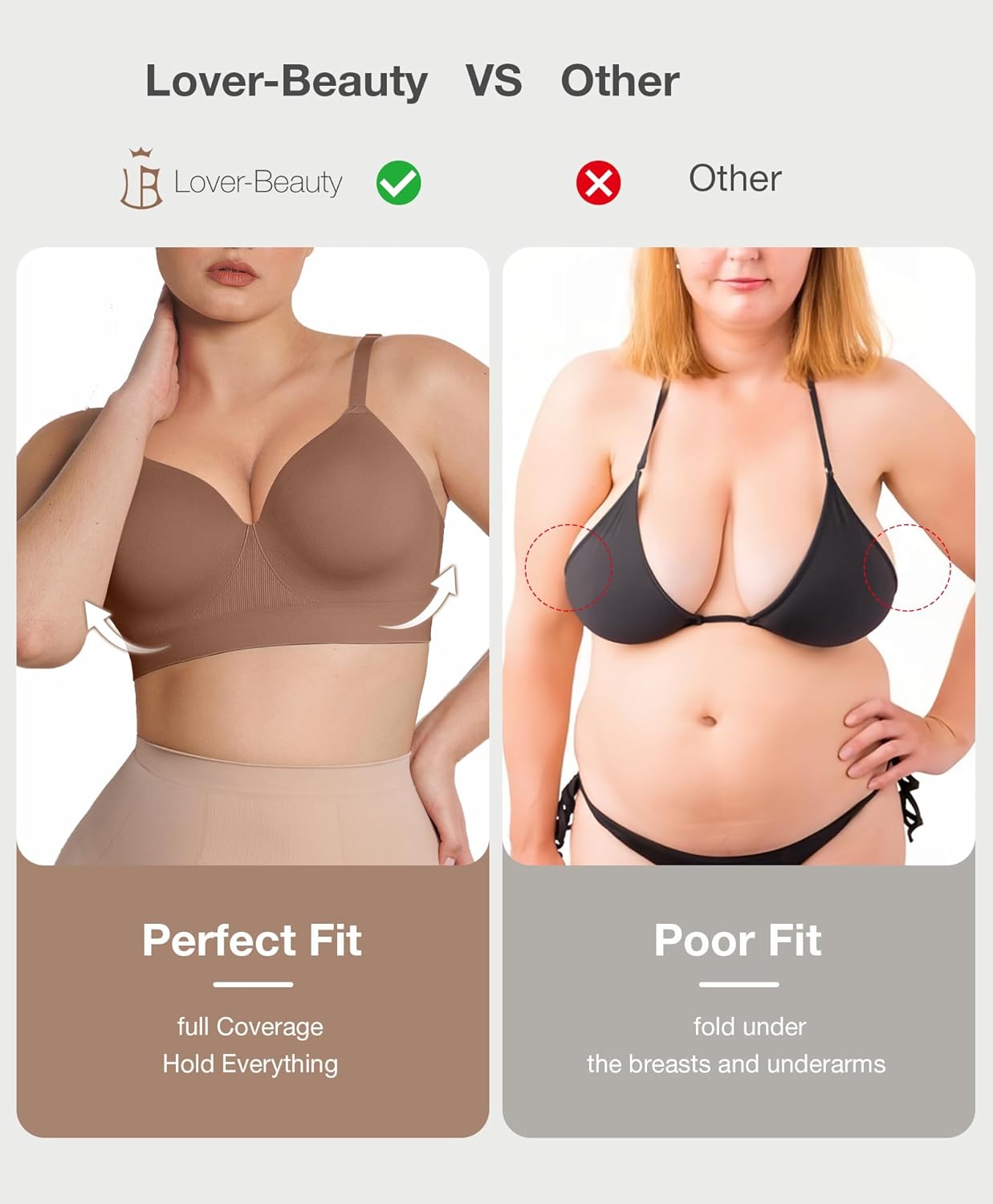 Lover-Beauty Bras for Women Support Push Up Bralettes Full Coverage No Underwire Seamless Comfortable Everyday Bras - Image 5