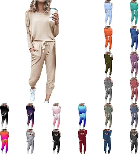 Conjunto de pijama de dos piezas para mujer, teñido anudado, sudadera casual de manga larga con pantalones, bloques de color, ropa de descanso,