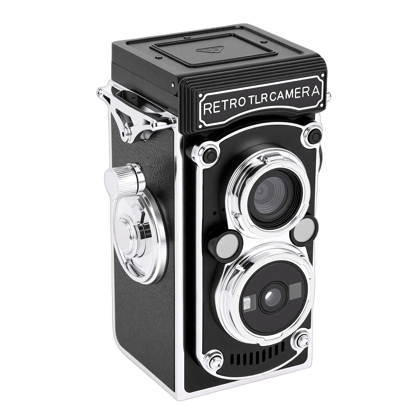Vintage Digital Camera, Compact Portable TLR Style Retro Digital Camera, Compact with 1080p FHD Video 64MP Photos Autofocus Point and Shoot for Beginners Teens (Black)-image-34