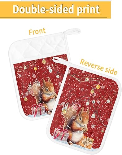 Miniatura 2 de Country Squirrel - Juego de 2 soportes para ollas para cocina, antideslizante y aislante de calor, juego de agarraderas de tela de toalla con