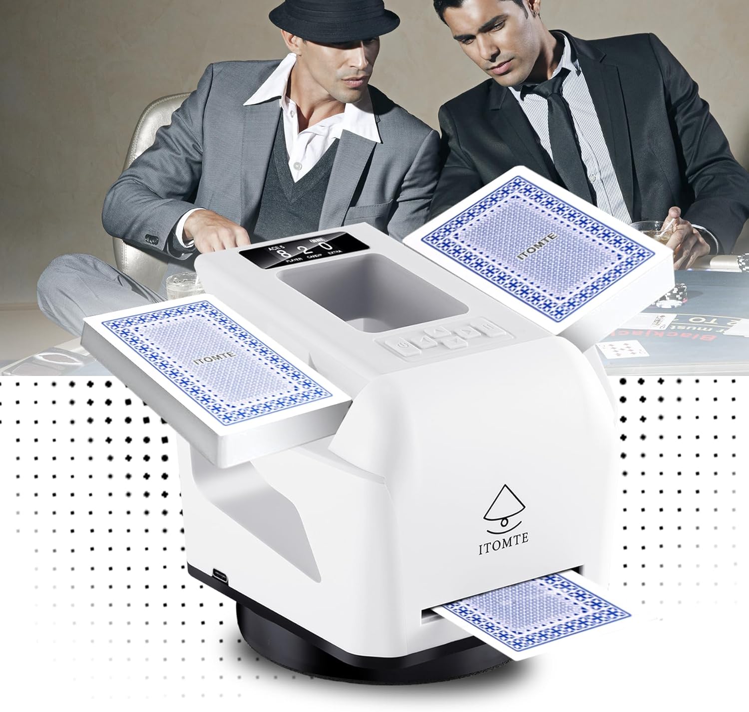 Automatic Card Shuffler and Dealer Machine,2-in-1 for 2-8 Players,360° Rotating Card Dealer Machine with Smart Touch Sensing,Rechargeable Card Shufflers,Bridge & More