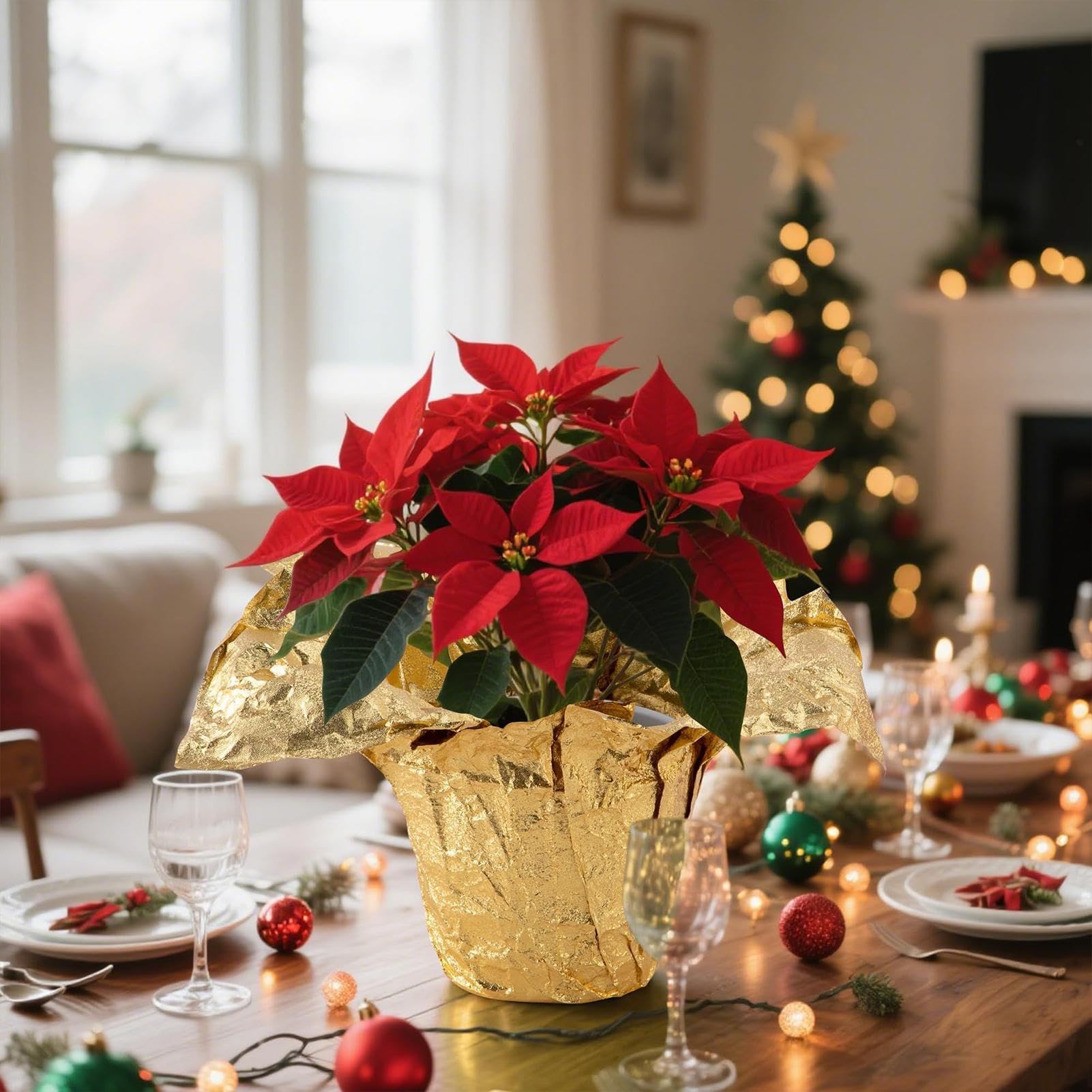 ZHUMCCY Incarto In Foglio Per Piante In Vaso,Rotolo Da 9 Metri Per Incarto Floreale | Coprivasi Dorati Per Vasi Da Fiori | Per Natale, Compleanno, Matrimonio, Nuziale, Laurea E Festa Della Mamma