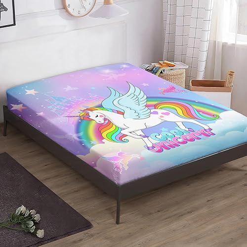 Miniatura 3 de BailiPromise Tiny spot - Sábanas para niños, tamaño individual, sábanas de unicornio para niños, juego de ropa de cama de unicornio de dibujos