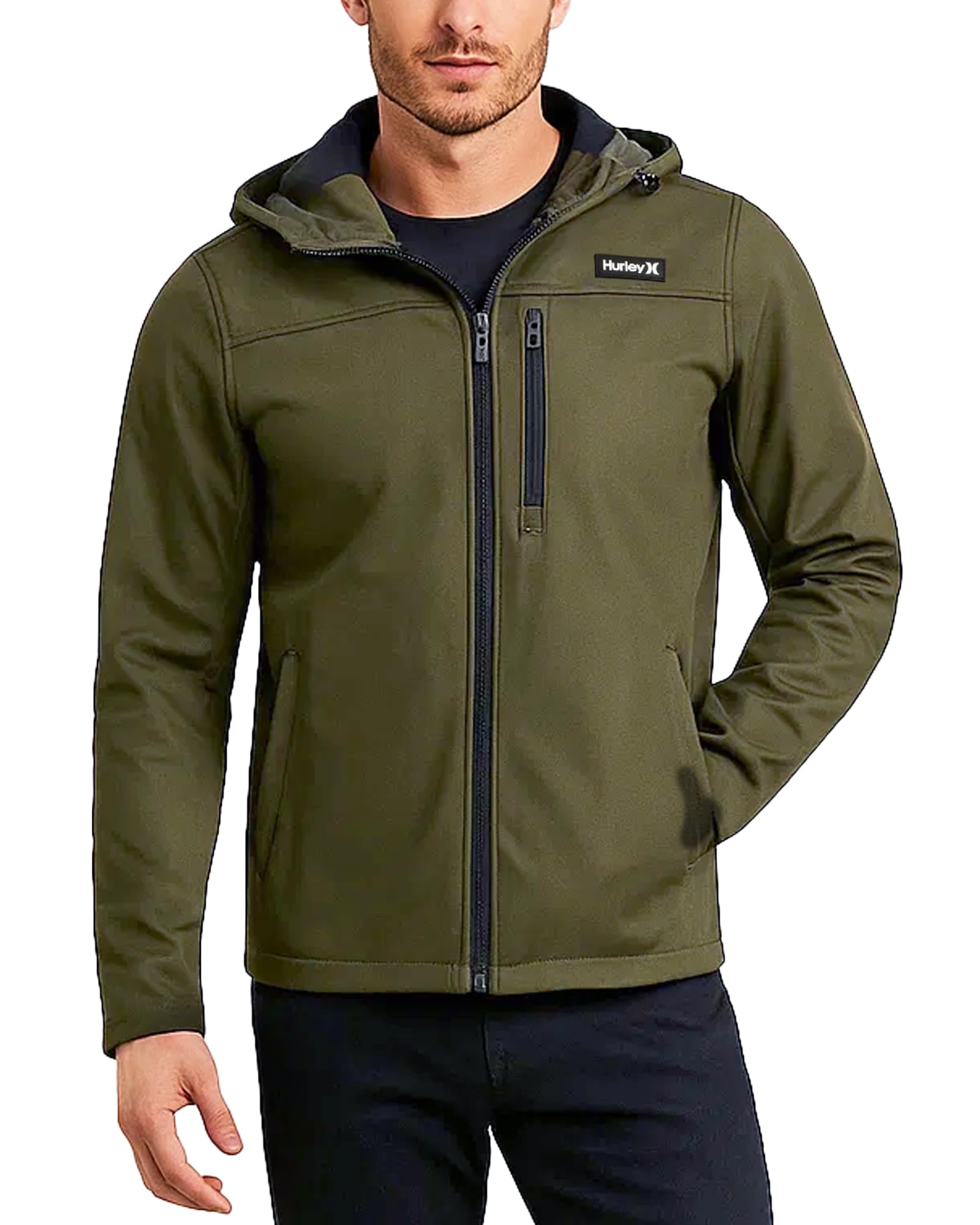 Hurley Mens Soft Shell Micro Fleece Jacket - Water Resistant Performance Stretch Woven Lightweight Jacket for Men (Size S-XL)
