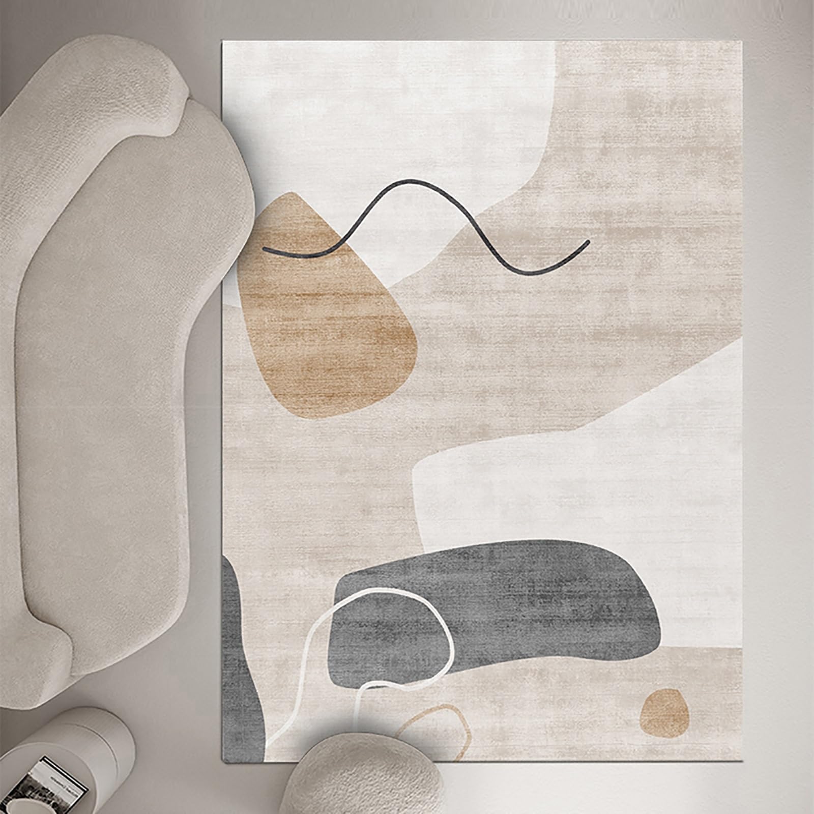 Tapis pliable design 3D moderne à poils ras simple à nettoyer pour salon