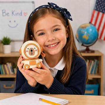 Cute Capybara-Shaped Pencil Sharpener, Manual Hand Crank, Auto-Feed