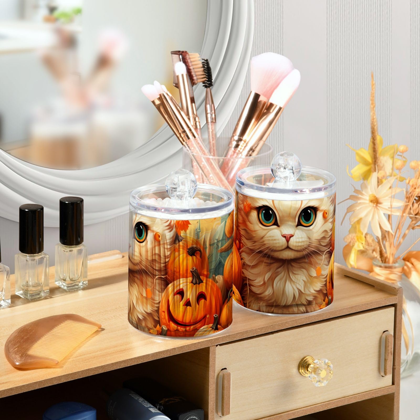 GAIREG Lot De 2 Pots D'apothicaire En Plastique Pour Cotons