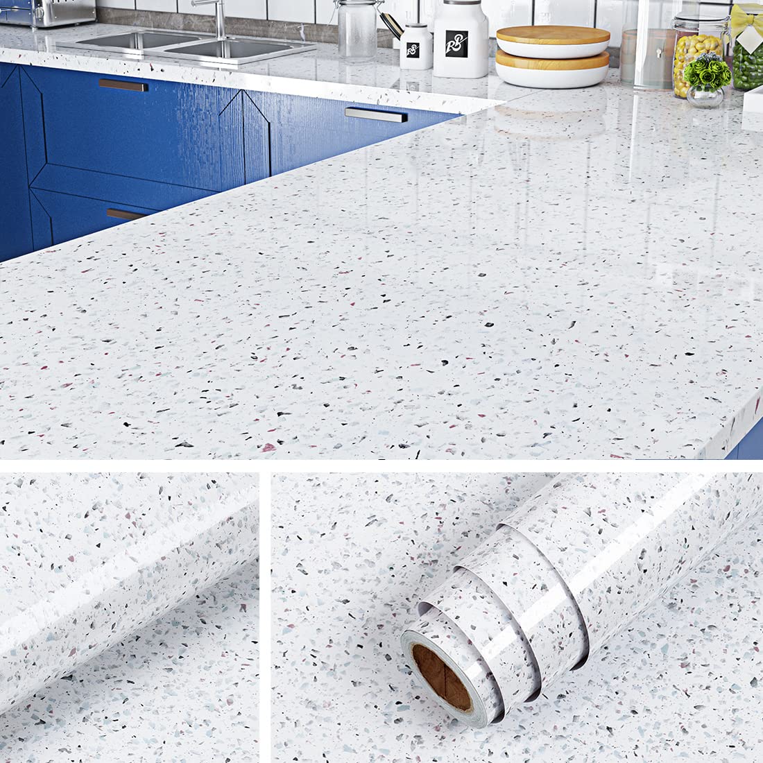 Buy Livelynine White Granite Contact Paper for Countertops Waterproof Wallpaper Peel and Stick