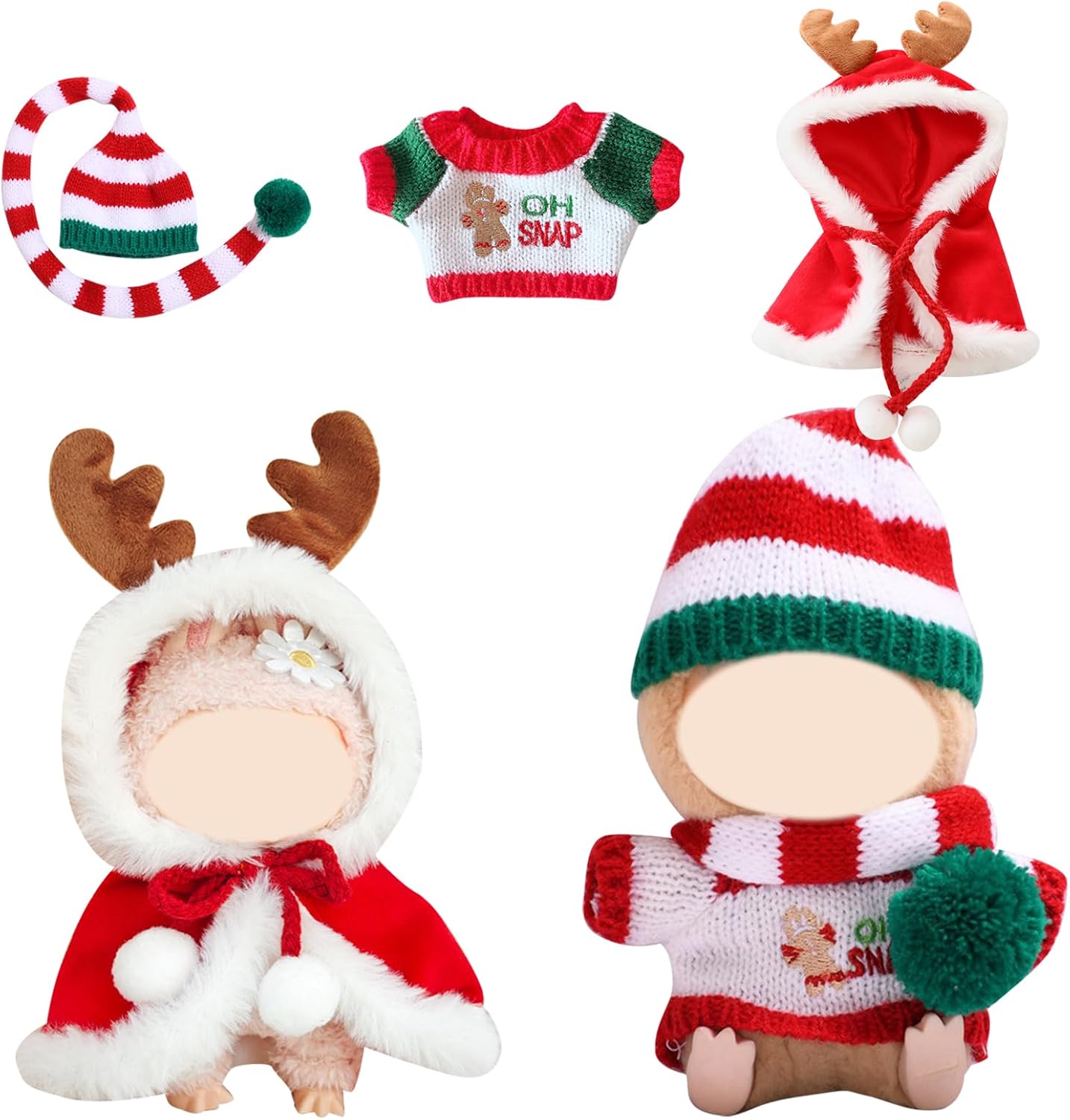 Fashion and Cute Christmas Costumes, Cloak Elk Style, Clothes for 17cm Plush Dolls, Not Include Plush Toys