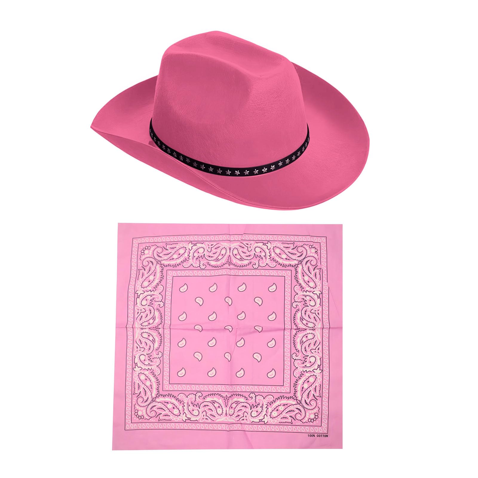 Ximinwzm 2 Pcs Cowboy Hats, Cowboy Hat and Paisley Bandana