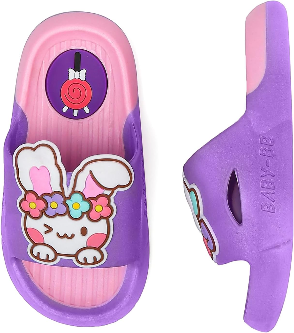 Bunny Kids slides, Girls Slides Non-slip Summer Beach Pool Shoes Toddler Cartoon Slide Sandals Indoor& Outdoor Garden Slippers Shower Shoes - Image 6