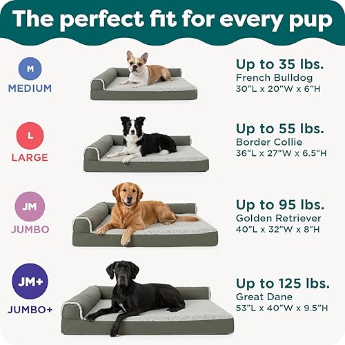 Miniatura 6 de Furhaven - Cama para perro de espuma de gel refrescante, estilo diván en forma de L, de felpa y terciopelo, zafiro profundo, mediano