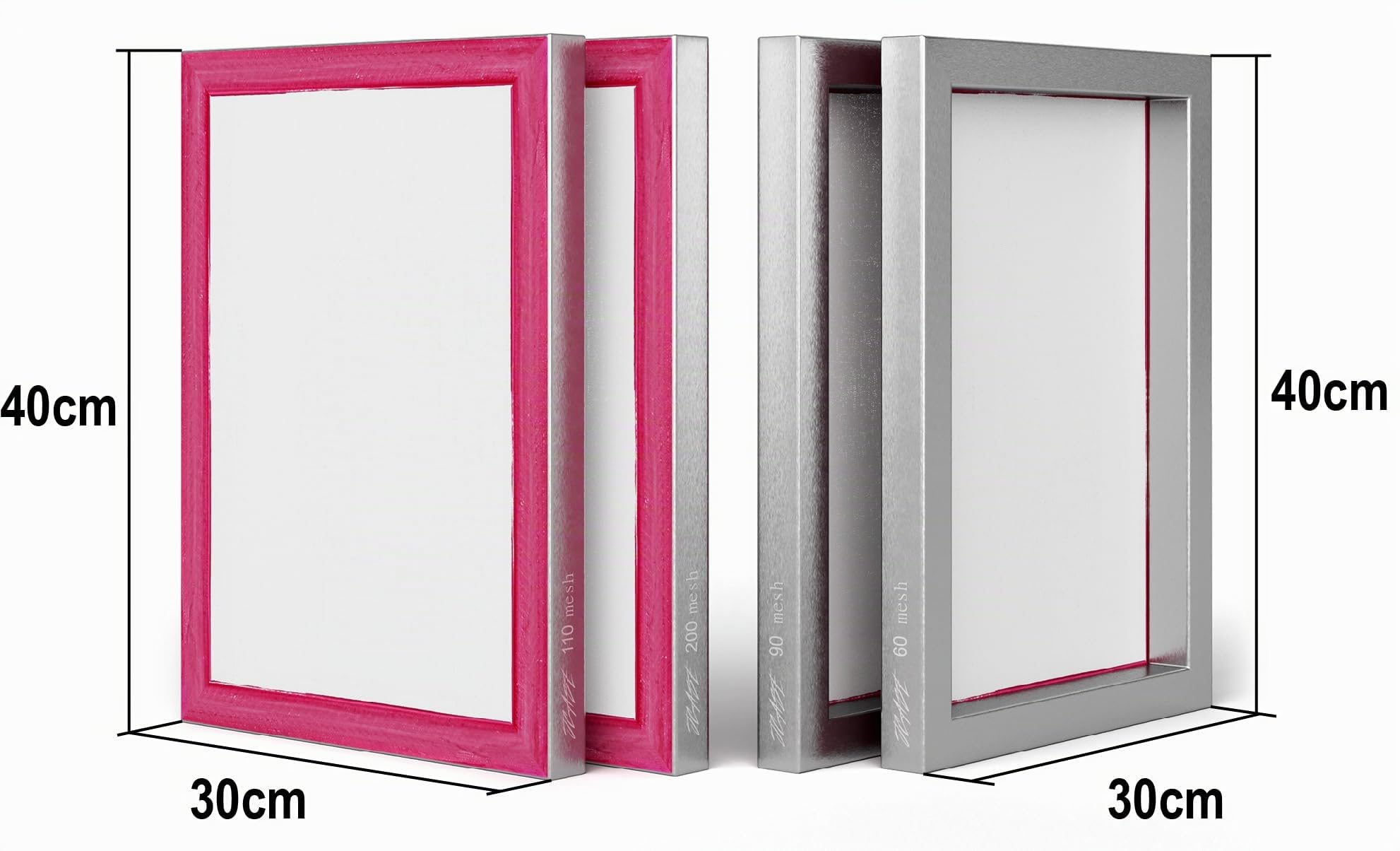 Drysift Lot de 4 tamis à sec avec cadre en aluminium robuste et écran en polyester | Largeur de maille : 60, 90, 110, 200 mailles (250, 165, 149, 75 microns) | Dimensions : 40 x 30 x 3 cm